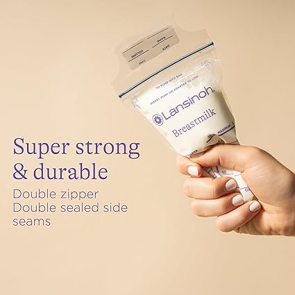 Lansinoh Breastmilk Storage Bags, 50 Count with 2 Pump Adapters, Baby Essentials, Fast Freeze & Thaw Breast Milk Bags for Baby Bottle Feeding, Superior Strength & Stretch, 6 Ounce