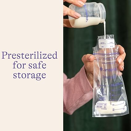 Lansinoh Breastmilk Storage Bags, 50 Count with 2 Pump Adapters, Baby Essentials, Fast Freeze & Thaw Breast Milk Bags for Baby Bottle Feeding, Superior Strength & Stretch, 6 Ounce